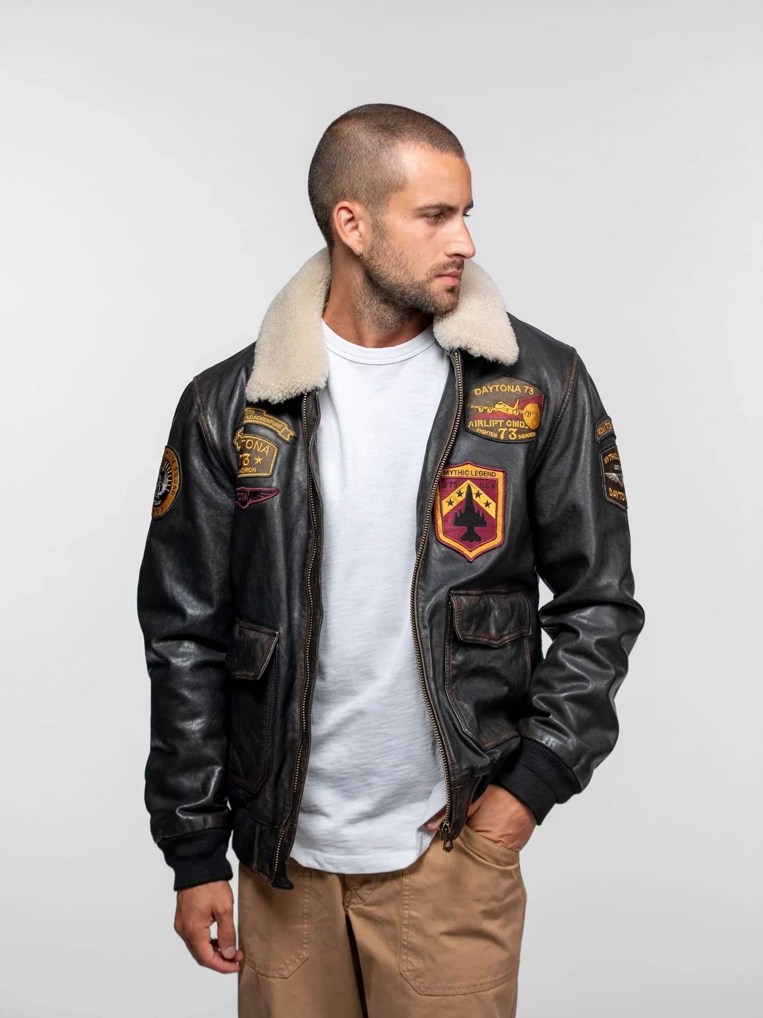 Chaqueta CUERO Negro Mock