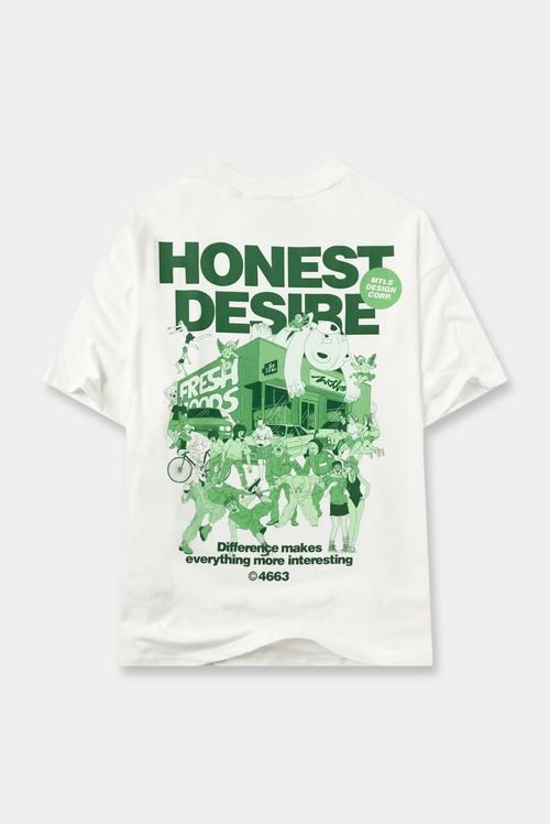 Camiseta Oversize Marfil Ilustración